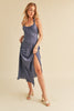 Ruched Side Slit Cutout Back Maxi Cami Dress –Elegant, Sophisticated & Alluring with Side Slit, Ruched Detailing & Daring Cutout Back Design for Special Occasions by Stevvex