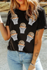Black Sequin Basketball Patched Graphic Game Day T Shirt by Wild and Free Boutique