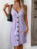Elegant Textured V-Neck Sleeveless Mini Dress Chic Buttoned Summer Dress Classic Dress by Stevvex