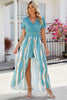 Smocked High-Low Printed Surplice Dress