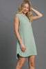 Round Neck Sleeveless High-Low Curved Hemline Mini Dress – Trendy High-Low Dress, Sleeveless Mini Dress, Curved Hemline Dress, Flattering Round Neck Dress, Chic High-Low Dress by Stevvex