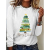 Women’s Long Sleeve Merry Christmas T-Shirt – Cute Christmas Tree Graphic Tee by FitiqueFit