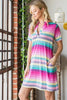 Colorful Full Size Striped Short Sleeve Mini Tee Dress Plus Size Casual Essential Summer Dress by Stevvex