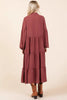 Tiered Button Down Long Sleeve Midi Dress For Women – Button Down Midi Dress, Long Sleeve Tiered Dress, Feminine Midi Dress, Button Front Dress, Elegant Long Sleeve Dress by Stevvex