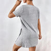 Women’s Ribbed Knit V‑Neck Tee & Shorts Lounge Set by FitiqueFit