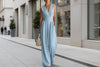 Women's Elegant V-Neck Sleeveless Jumpsuit – Waist-Cinching Straight Leg by FitiqueFit