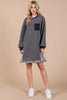 Striped Patchwork Round Neck Terry Sweatshirt Dress For Women – Casual, Trendy, Cozy, Playful, Relaxed Vibe for Everyday Wear by Stevvex