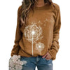 Womens Dandelion-Print Crew-Neck Long-Sleeve Loose Casual Sweatshirt by My Store
