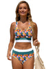 Green Floral Print Racerback High Waist Bikini Swimwear by Wild and Free Boutique