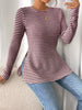 Slit Striped Long Sleeve Casual T-Shirt by Simply Love