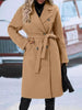 Womens Winter Coat Trend Lapel Double-breasted Trench Coat With Belt Winter Fashion Solid Color Long Jacket Outwear Women Clothing Notched Lapel Collar Double Breasted Pea Coat Winter Wool Blend Over Coats Long Jackets by Stevvex
