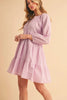 Notched Balloon Sleeve Tiered Mini Dress For Women–Trendy, Chic Style with Modern Balloon Sleeves, Tiered Layers for a Playful & Flirty Look by Stevvex