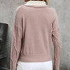 🧶 Women’s Lapel V-Neck Color-Block Long-Sleeve Pullover Sweater by FitiqueFit