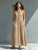 Women's Stand-Collar A-Line Maxi Dress – Resort & Vacation Style by FitiqueFit