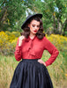 Helen Retro Blouse in Cognac - 3X only by Retrolicious