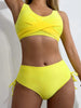 Bikini Twist Front V Neck High Waist 2 Piece Bikini Set for Women – Stretchy Tie Back Swimsuit with Drawstring Lace Up and Comfortable Fit – Trendy Solid Color Swimwear for Beach Days Pool Parties and Summer Vacations by Stevvex