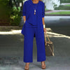 Women's Plus Size 3-Piece Lounge Set – Cardigan, Vest & Wide-Leg Pants by FitiqueFit