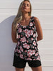 Women's Plus Size Black Tropical Floral Loose Tankini & Boyshort Set by FitiqueFit