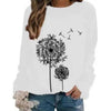 Womens Dandelion-Print Crew-Neck Long-Sleeve Loose Casual Sweatshirt by My Store