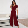 Three-Quarter Sleeve Pleated Wide-Leg Jumpsuit | 2 Colors S–XL by FitiqueFit