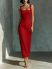Square Neck Sling Dress – High Waist Midi Dress by FitiqueFit