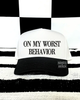 Black on my worst behavior embroidered Hat by Madness & Mayhem LLC