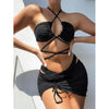 Women's Solid Color Three-Piece Bikini Set by FitiqueFit