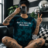 Teal No hood like motherhood embroidered tie dye T-shirt by Madness & Mayhem LLC
