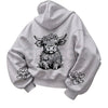 Cute Highland Cow Print Hoodie – Vintage Floral Western Graphic Pullover, Country Farmhouse Aesthetic Sweatshirt, Unisex Heavy Blend
