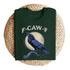 "F-Caw-F" Crow & Raven Graphic T-Shirt – Funny Bird Design, Soft Loose Fit Streetwear, Gothic Lettering by Dog Mom Hat