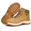 Brown Winter Mens Snow Boots Warm Plush Boots Waterproof Leather Ankle Boots Fashion Outdoor Non-slip Men's Hiking Boots Winter Ankle Snow Hiking Boots Warm Water Resistant Sport Shoes by Stevvex