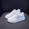 Spring Fashion Breathble Women Sneakers Leather Platform Shoes Women Lace Up Casual Shoes White Fashion Sneakers White PU Leather Platform Sneaker For Women Lace Up Walking Sneakers by Stevvex