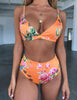 High Waist Swimwear Women Push Up Beachwear Women High Waist Two Piece Bikini Swimsuit Halter Twist Front Bathing Suit Swimwear Solid Bathing Suit Animal Leopard Female Swimsuit Women Bikini by Stevvex