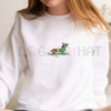 Dachshund on Skis Embroidered Sweatshirt – Funny Christmas Dog Crewneck by Dog Mom Hat