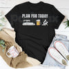 Funny Pontoon Boat "Plan For Today" T-Shirt – Beer & Boating Mens Graphic Tee, Premium 100% Cotton Lake Life Humor Top, Soft Lived-In Heavyweight Nautical Drinking Shirt, Made in USA