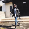 PU Faux Leather Jacket Women Loose Sashes Casual Biker Jackets Outwear Female Tops BF Style Black Leather Jacket Coat by Stevvex