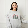 Merry & Bright Christmas Tree Embroidered Sweatshirt by Dog Mom Hat