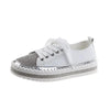 Womens Leopard Sneakers Women Canvas Shoes Leisure Lace-Up Sneakers Rhinestone Shiny Flat Charming Shoes Platform Leisure Low Sneakers by Stevvex