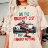 On The Naughty List And I Regret Nothing" Christmas Shirt – Team Naughty Sweater, Festive Holiday Movies Tee by Dog Mom Hat