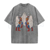 Vintage Wash Spooky Spiderman Ghost Costume Halloween Graphic Tee – Retro Superhero Spooky Season Shirt, Acid Wash Lightweight Cotton Unisex Top