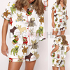 Christmas French Bulldog Satin Pajama Set For Women – Comfy Satin Sleepwear & Loungewear Pjs by Dog Mom Hat