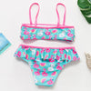 3-16Y Cartoon Two-piece Girls Swimwear Ruffle Swimsuit Bikini Set One Shoulder Beachwear Princess Two Piece Bathing Suit Children Swimwear Girls Swimsuit Bikini Set by Stevvex