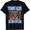 Funny "Tummy Ache Survivor" Cat Meme T-Shirt – Sarcastic Graphic Humor Tee, Premium 100% Cotton Relatable Animal Top, Soft Lived-In Heavyweight Dramatic Cat Shirt, Made in USA
