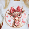 Retro Valentine Highland Cow Sweatshirt by Dog Mom Hat