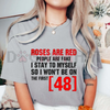 "Red Roses Are Fake" First 48 T-Shirt by Dog Mom Hat