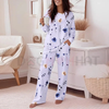 ChicMe Women's Floral Print Round Neck Long Sleeve Top and Casual Floral Pants Sets With Pockets by Dog Mom Hat