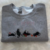 Goth Christmas Cats Embroidered Pullover – Dark Aesthetic Holiday Crewneck by Dog Mom Hat