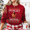"Mildly Irritated" Funny Meme Ugly Christmas Sweatshirt by Dog Mom Hat