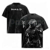 HALO Master Chief 117 T-Shirt – Retro Spartan Back Print Graphic Tee, Premium Acid Wash Oversized Lightweight Cotton Gaming Streetwear Top