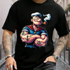 Popeye The Sailor Man Printed T-Shirt – Men's Urban Casual, Unisex Short Sleeve Crew Neck Tee by Dog Mom Hat